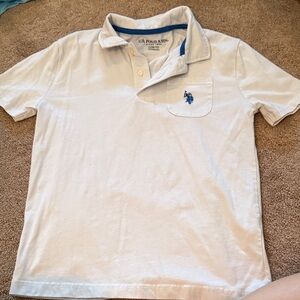 U.S. Polo Assn. Boys White Polo with Blue Logo size L 10/12